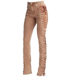 Edgy Lace Up Flare Pant - Khaki After Hours by Fashion Nova XL NWT